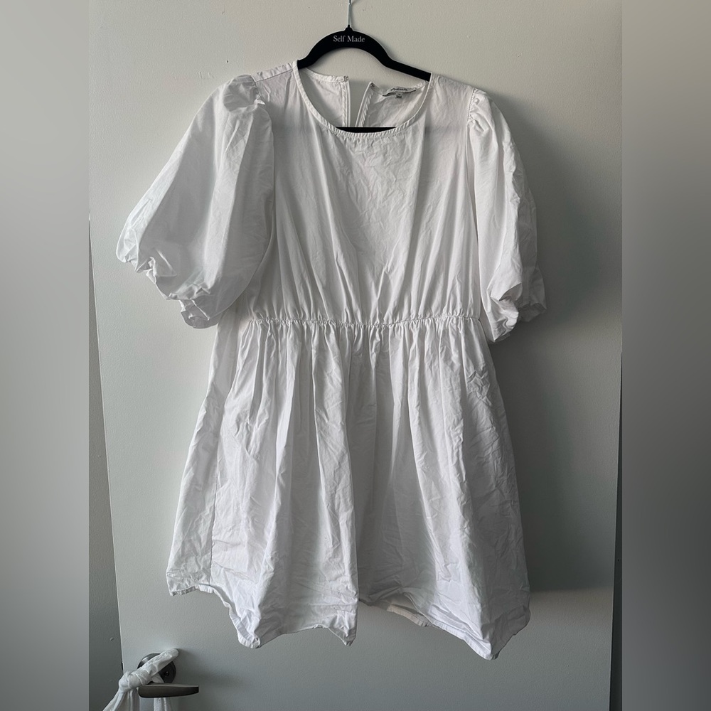 Elegant White Puff Sleeve Dress